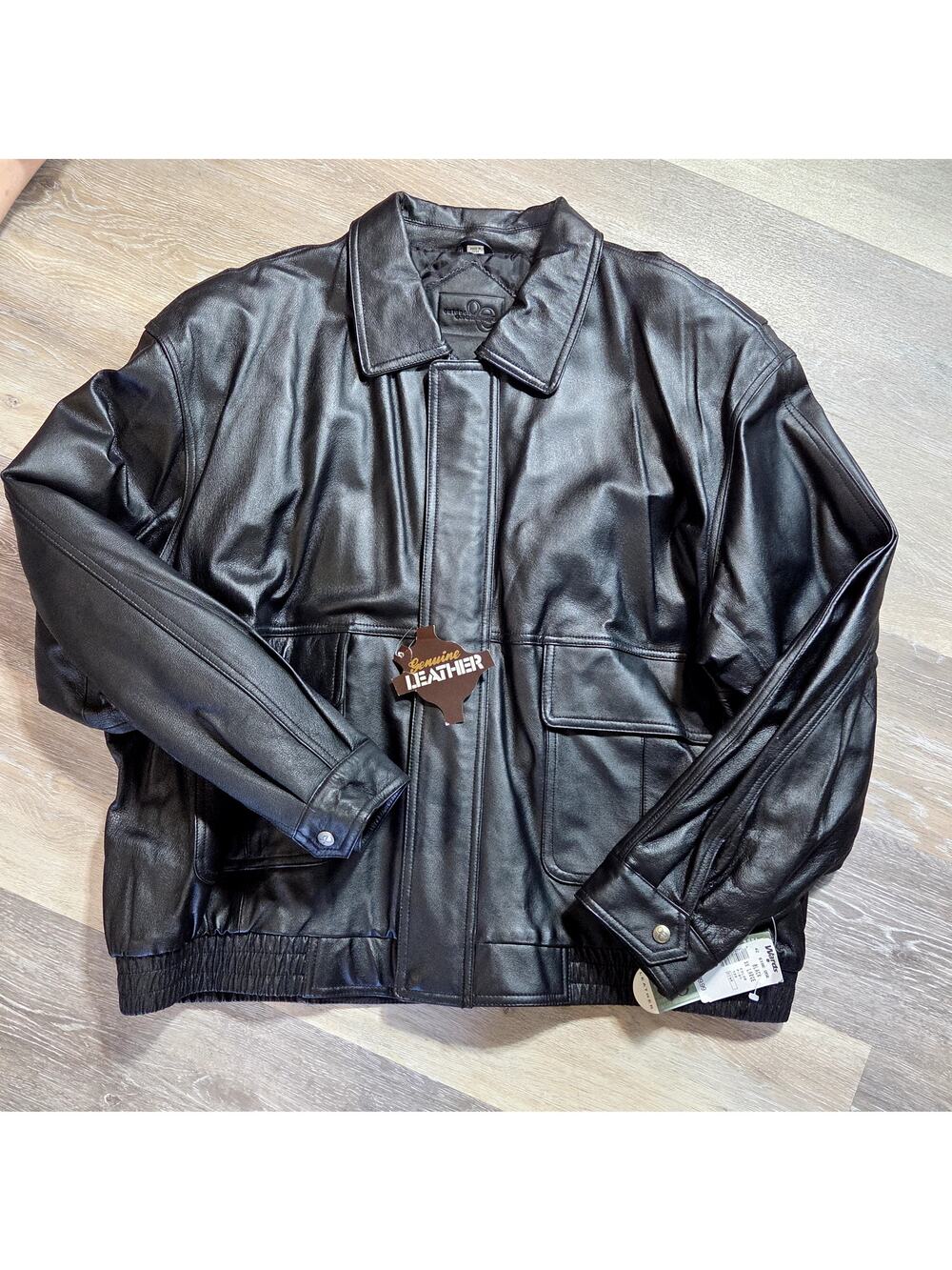 Vintage NWT Mens Leather Jacket XXL Black Outdoor Exchange